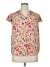 Evri 100% Rayon Floral Tan Short Sleeve Blouse Size 0X - photo 1