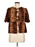 Shein Animal Print Brown Short Sleeve Blouse Size 6 - photo 1