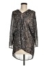H&M 100% Polyester Metallic Silver 3/4 Sleeve Blouse Size 6 - photo 1