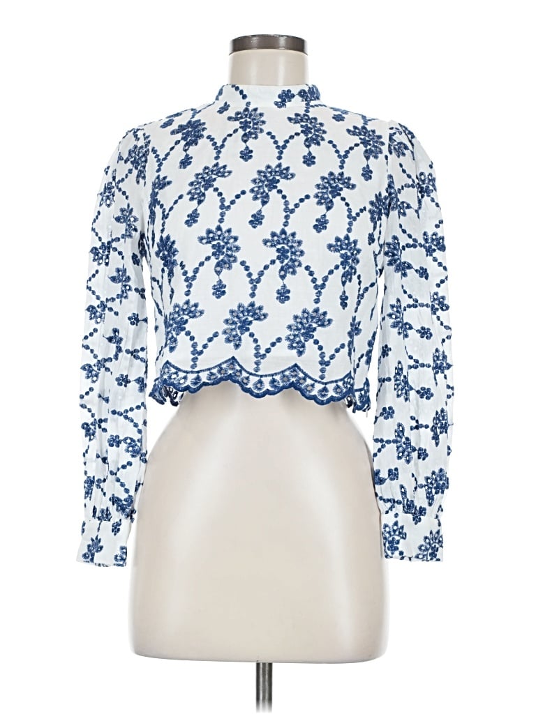 Pre-owned Aqua Long Sleeve Blouse In Blue