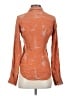 In God We Trust 100% Silk Print Orange Long Sleeve Silk Top Size S - photo 2
