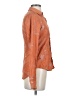 In God We Trust 100% Silk Print Orange Long Sleeve Silk Top Size S - photo 4