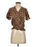 Maurices 100% Rayon Animal Print Brown Short Sleeve Blouse Size S - photo 1