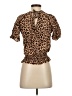 Maurices 100% Rayon Animal Print Brown Short Sleeve Blouse Size S - photo 2