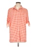 Nygard Checkered-gingham Orange Short Sleeve Button-Down Shirt Size L - photo 1