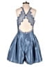 Free People 100% Polyester Metallic Blue Romper Size 4 - photo 2