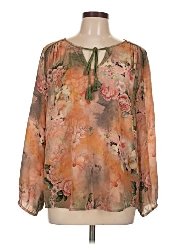 Tolani Long Sleeve Silk Top (view 1)