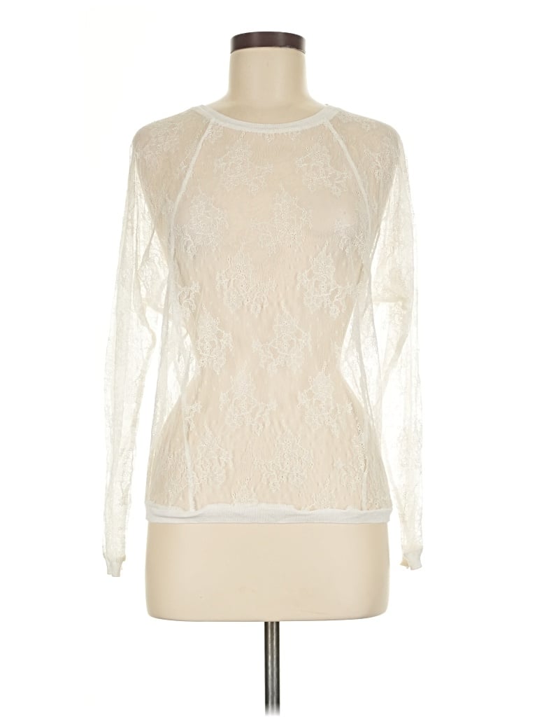 Pre-owned Maje Long Sleeve Top Ivory Turtleneck Tops In White