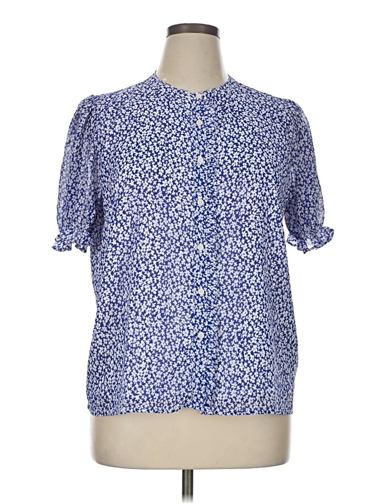 Jcrew Short Sleeve Blouse In Blue