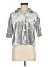 Stars Above Metallic Silver 3/4 Sleeve Button-Down Shirt Size M - photo 1