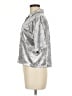 Stars Above Metallic Silver 3/4 Sleeve Button-Down Shirt Size M - photo 5