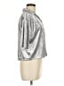 Stars Above Metallic Silver 3/4 Sleeve Button-Down Shirt Size M - photo 4