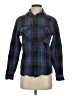 Express 100% Cotton Plaid Blue Long Sleeve Button-Down Shirt Size XS - photo 1