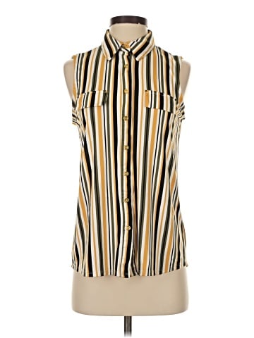 Indigo Rose Sleeveless Button-Down Shirt (view 1)