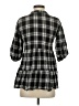 Max Studio 100% Rayon Plaid Black 3/4 Sleeve Button-Down Shirt Size XS - photo 2