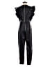 Bershka 100% Polyurethane Metallic Black Jumpsuit Size XS - photo 2