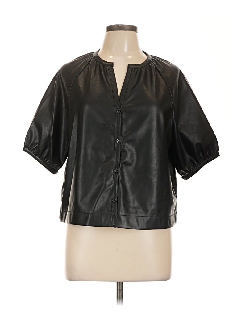 Pre-owned Avec Les Filles Faux Leather Top Black Sweetheart Neckline Tops