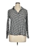 Big Dart 100% Viscose Houndstooth Silver Long Sleeve Blouse Size UK 20 / US 16 - photo 1