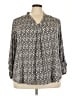 Always Indigo Animal Print Gray Long Sleeve Blouse Size 3X - photo 1