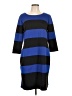 NY Collection Stripes Blue Casual Dress Size L - photo 1