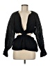 Something Navy Black Long Sleeve Blouse Size M - photo 1