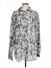 Kardashian Kollection Print Silver Long Sleeve Blouse Size L - photo 1