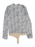 Paige 100% Polyester Paisley Gray Long Sleeve Blouse Size XS - photo 2