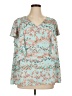 Mara Hoffman 100% Polyester Teal Short Sleeve Blouse Size 0X (estimated) - photo 1