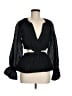 Something Navy Black Long Sleeve Blouse Size M - photo 1