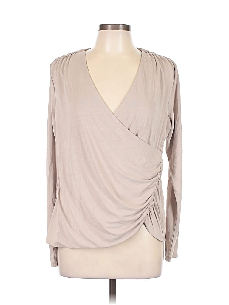 Express Outlet Long Sleeve Blouse In Brown