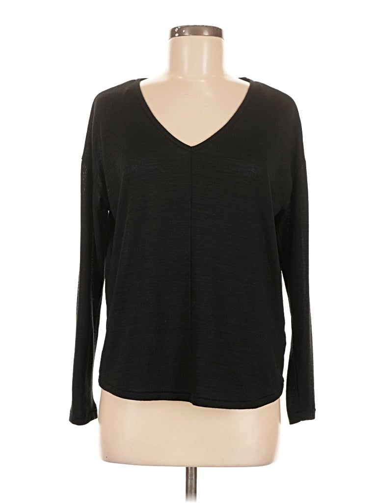 Pre-owned M Magaschoni Long Sleeve Top Black V-neck Tops