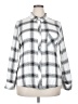 Max & Mia 100% Rayon Plaid Silver Long Sleeve Button-Down Shirt Size XXL - photo 1