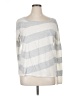 Caslon 100% Cotton Stripes Silver Pullover Sweater Size XL - photo 1