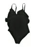 H&M 100% Polyamide Solid Black One Piece Swimsuit Size M - photo 2