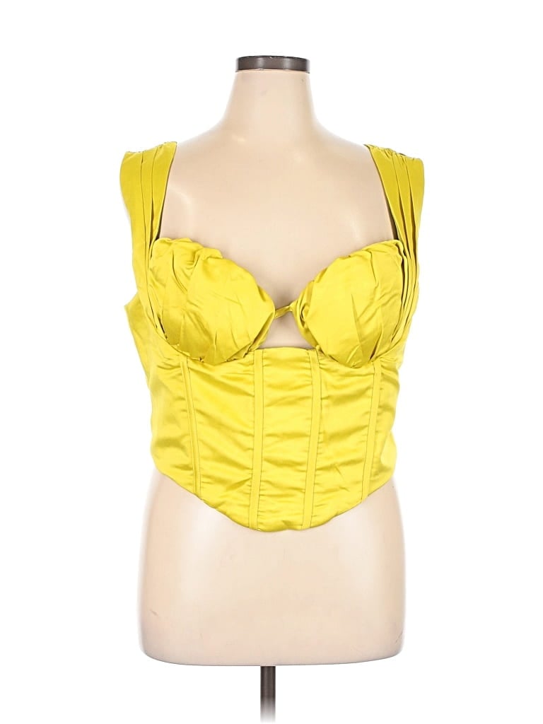 Prettylittlething Tank Top Yellow Strapless Neckline Tops