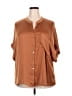 Industry 100% Polyester Gold Brown Short Sleeve Blouse Size 2X - photo 1