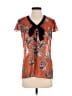 Attention 100% Polyester Orange Short Sleeve Blouse Size S - photo 1