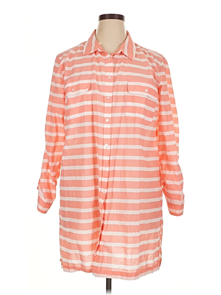 Pre-owned Talbots Outlet 3/4 Sleeve Button Down Shirt In Orange