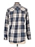 Banana Republic 100% Cotton Plaid Blue Long Sleeve Blouse Size L - photo 2