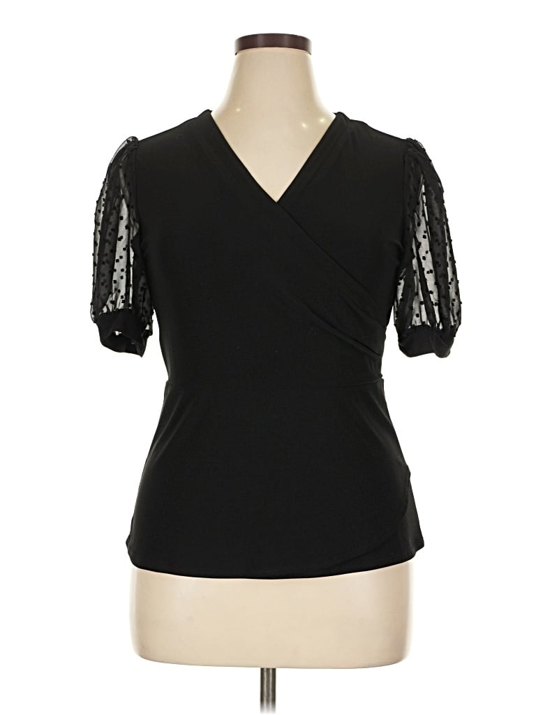 Pre-owned Sam & Jess Short Sleeve Top Black Sweetheart Neckline Tops