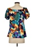 M by M. Kalan 100% Polyester Teal Purple Short Sleeve Blouse Size S - photo 2