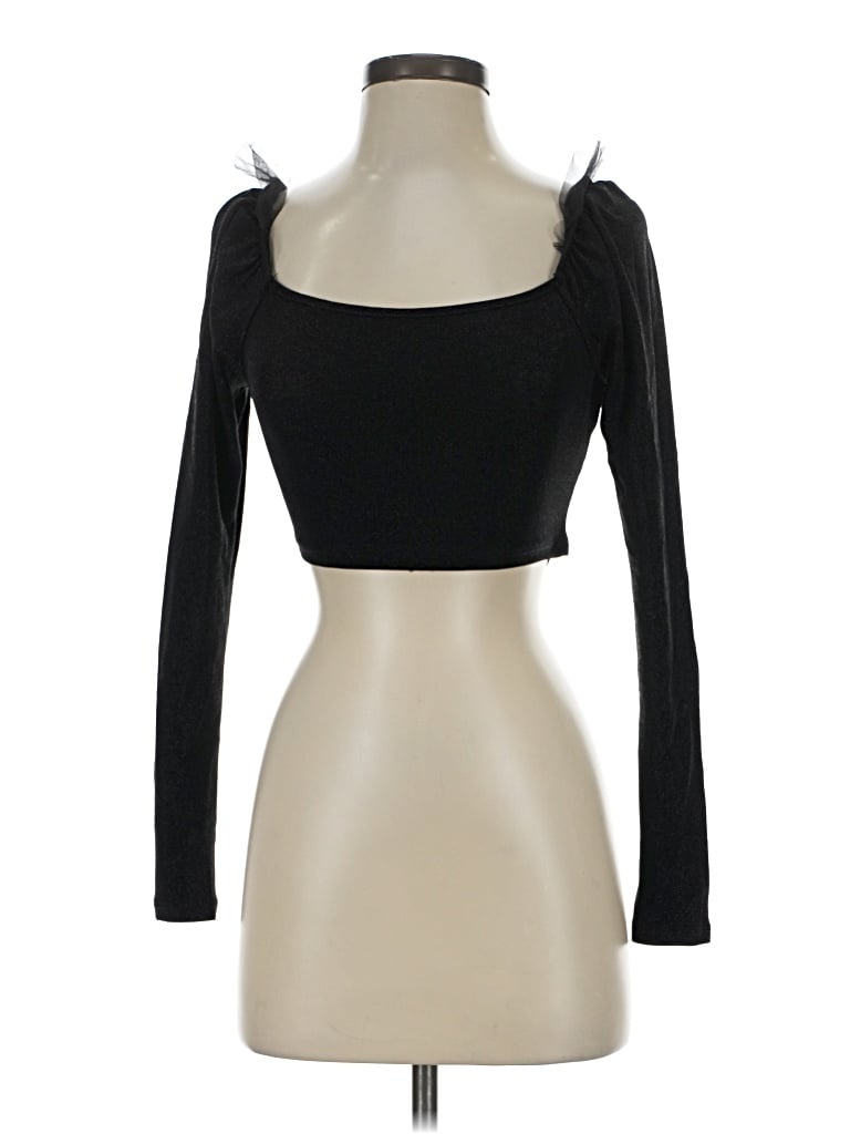 Pre-owned Louna Long Sleeve Top Black Sweetheart Neckline Tops