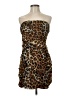 Express 100% Polyester Animal Print Brown Tan Cocktail Dress Size 6 - photo 1