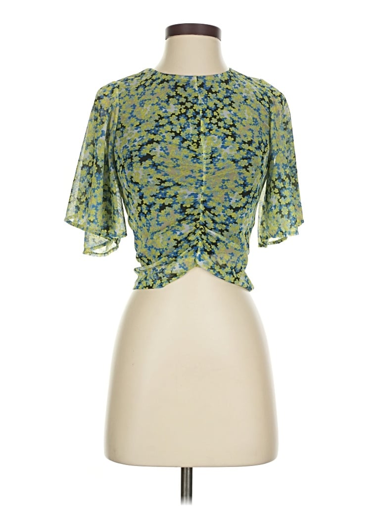 Pre-owned Saunders Collective Short Sleeve Blouse In Green