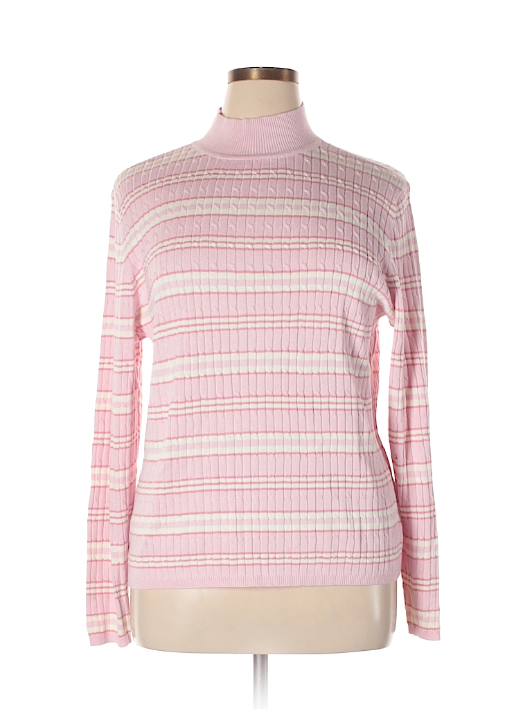 Classic Elements Stripes Light Pink Turtleneck Sweater Size L - 70% off ...