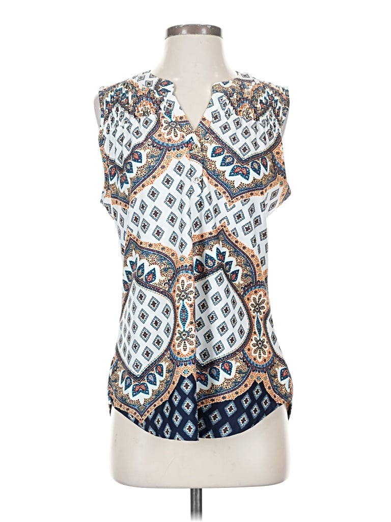 Pre-owned Perseption Concept Sleeveless Blouse In Blue