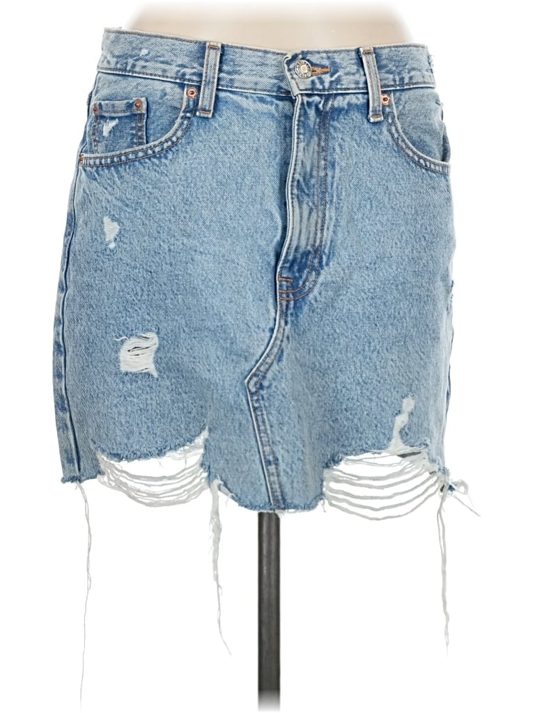 Pre-owned Mng Denim Skirt In Blue