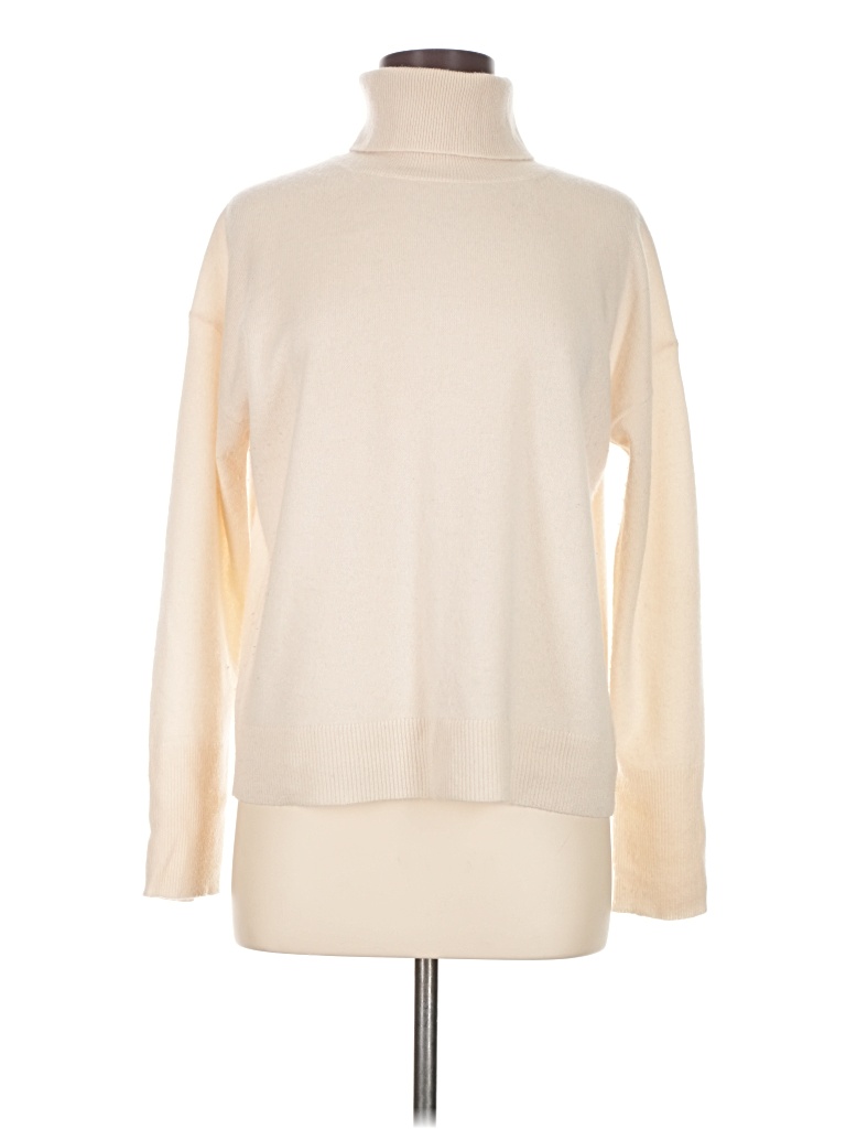 Pre-owned Jcrew Cashmere Pullover Sweater In White