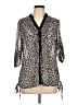 Vanity 100% Polyester Animal Print Silver 3/4 Sleeve Blouse Size L - photo 1