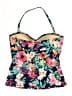 Merona 100% Polyester Floral Teal Blue Swimsuit Top Size S - photo 2